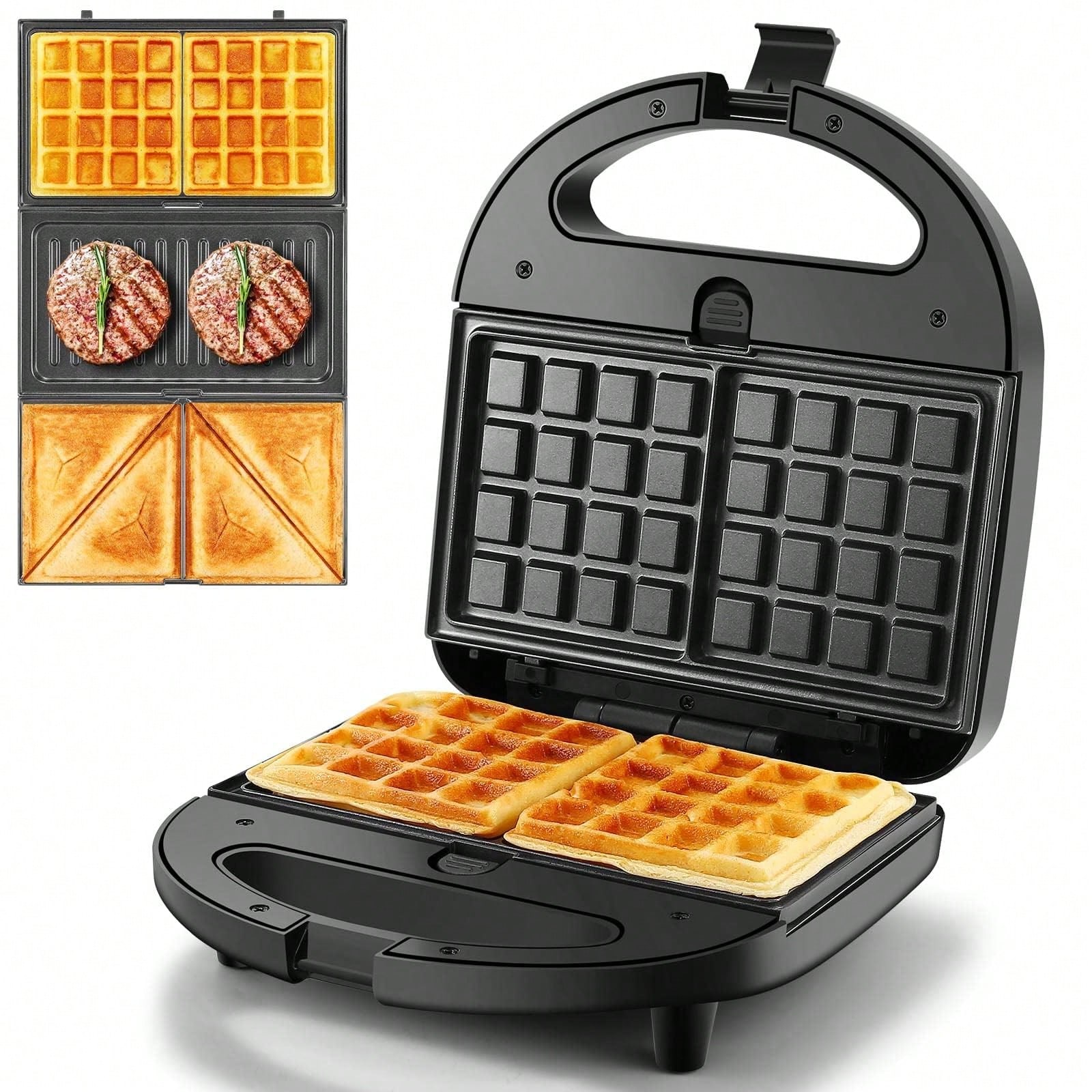 Breakfast Sandwich Maker - Urządzenie 3-w-1 do robienia kanapek, gofrów