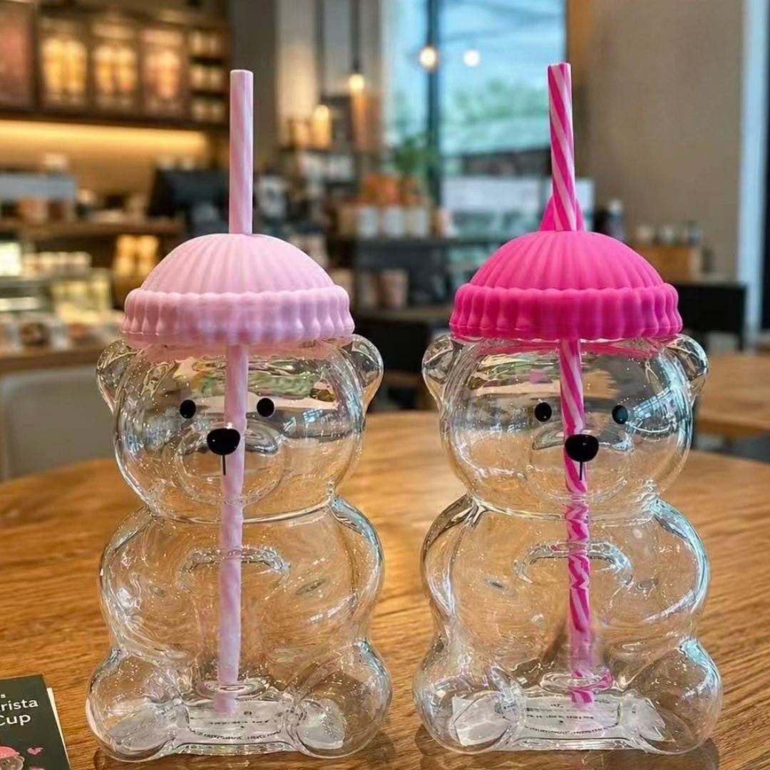 Kitchen Gadgets Aliexpress - Szklanka w kształcie misia z różową,