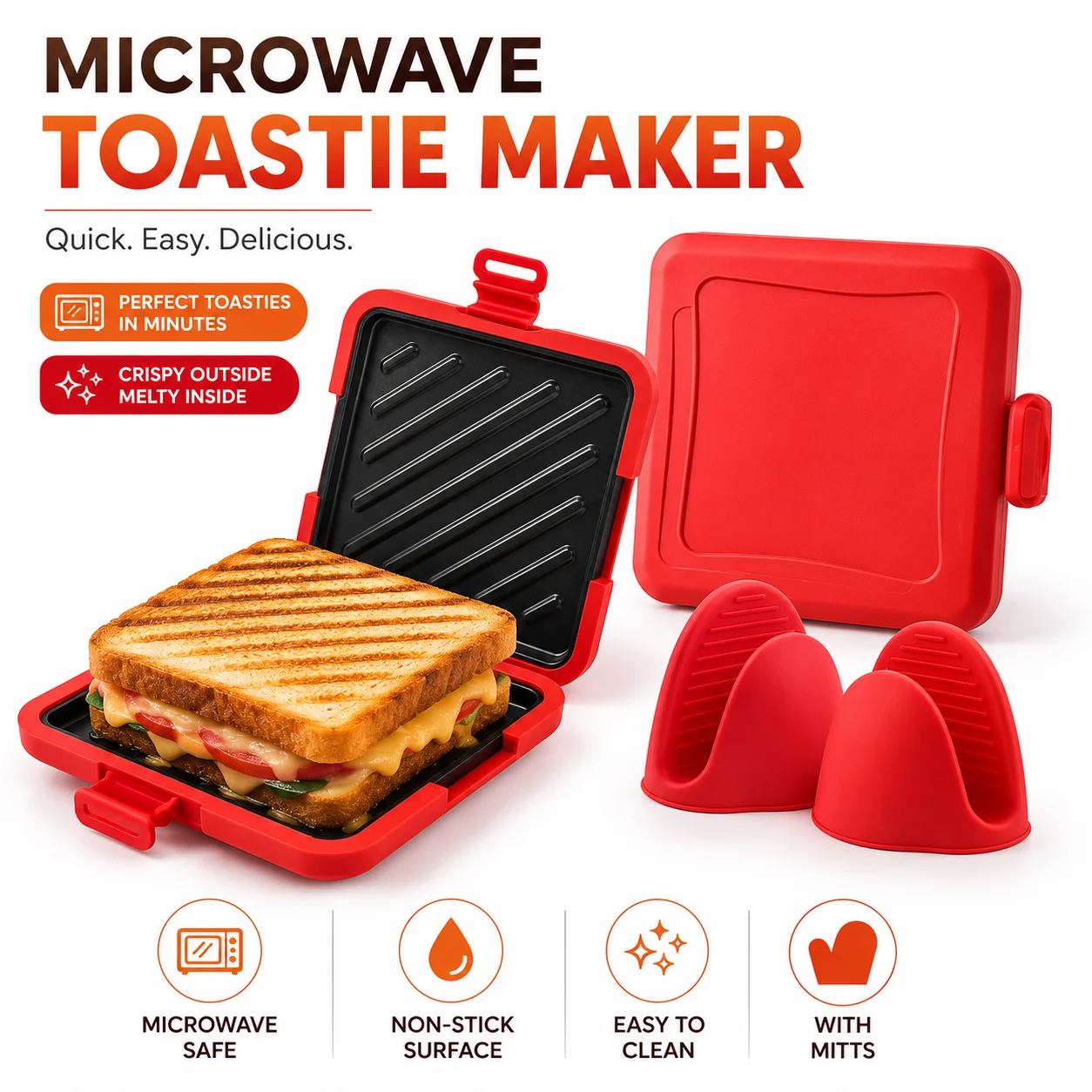 Breakfast Sandwich Maker - Mikrofalowa opiekaczka do kanapek z powłoką