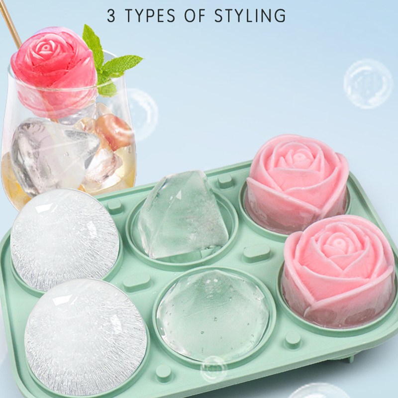 Kitchen Gadgets Baking - 3D Rose Diamond Round Ice Cube